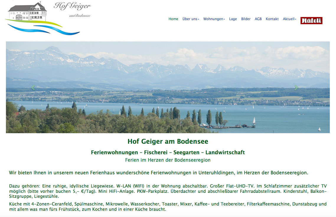Webdesign Dienst Überlingen - Projekt Hof Geiger Ferienwohnungen