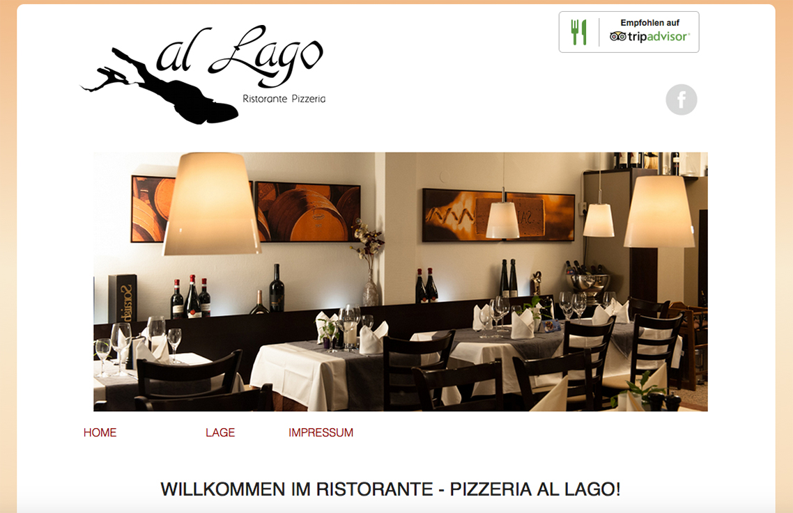 Webdesign Dienst Überlingen, Website Pizzeria Al Lago