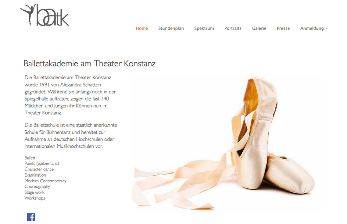 Webdesign Dienst Überlingen, Ballettakademie am Theater Konstnz