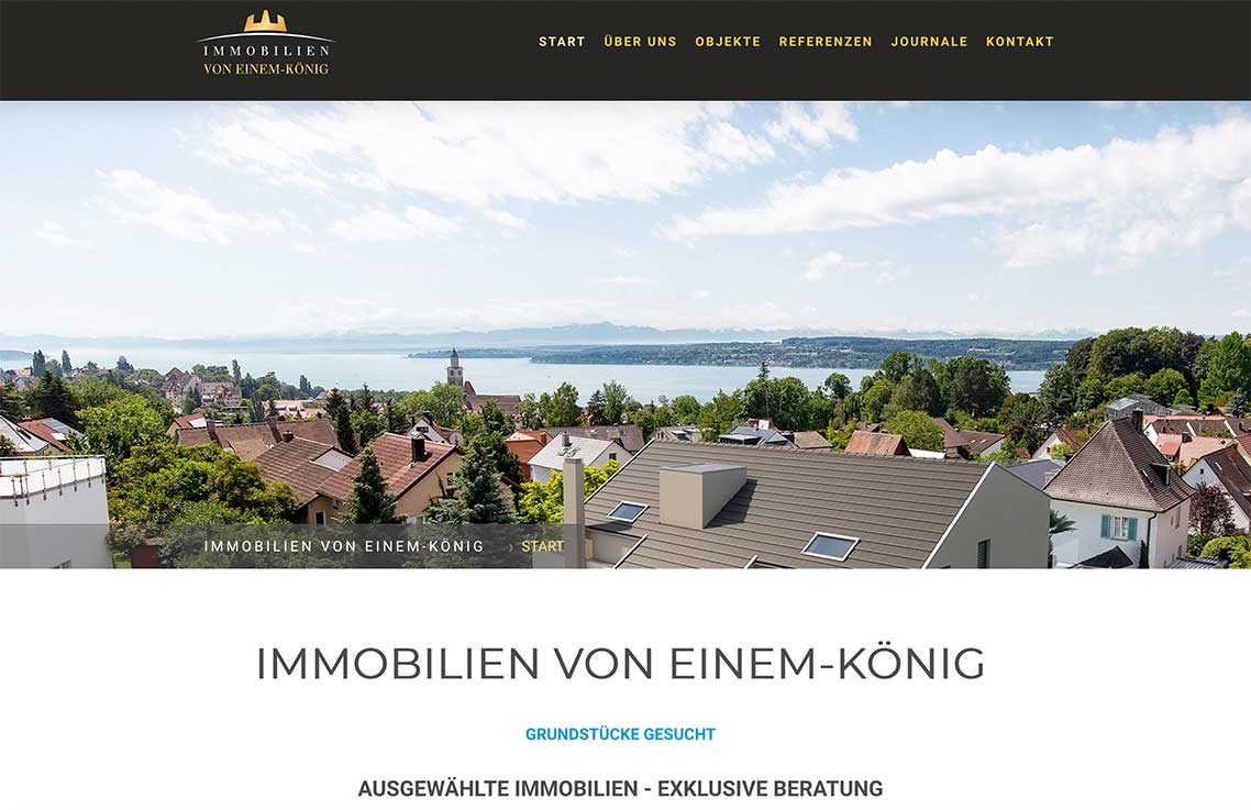 Immobilien von Einem-König, Überlingen, Projekt Webdesign Dienst Überlingen